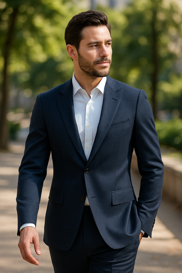 Baumettes Navy Herringbone